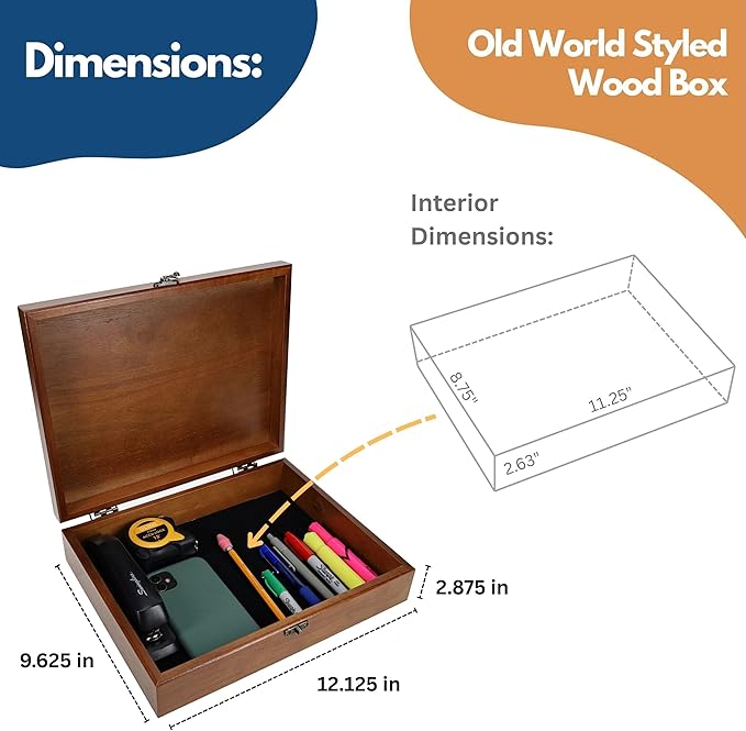 WE Games Custom Color Image Engraved Wooden Treasure Box with Lid &amp Brass Latch - Walnut Finish