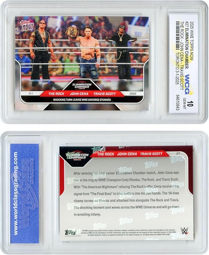 2025 Topps WWE Elimination Chamber - The Rock John Cena Travis Scott - Card #27 Certified GEM Mint 10