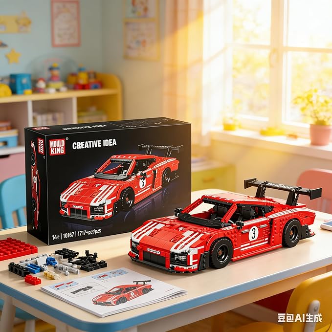 Mould King Car Toy Building Block 10167 Collectible Speed Champion Cars Building Set Sports Vehicle Model Build and Display Car for Adults and Aged 14+ (1717 Pieces)
