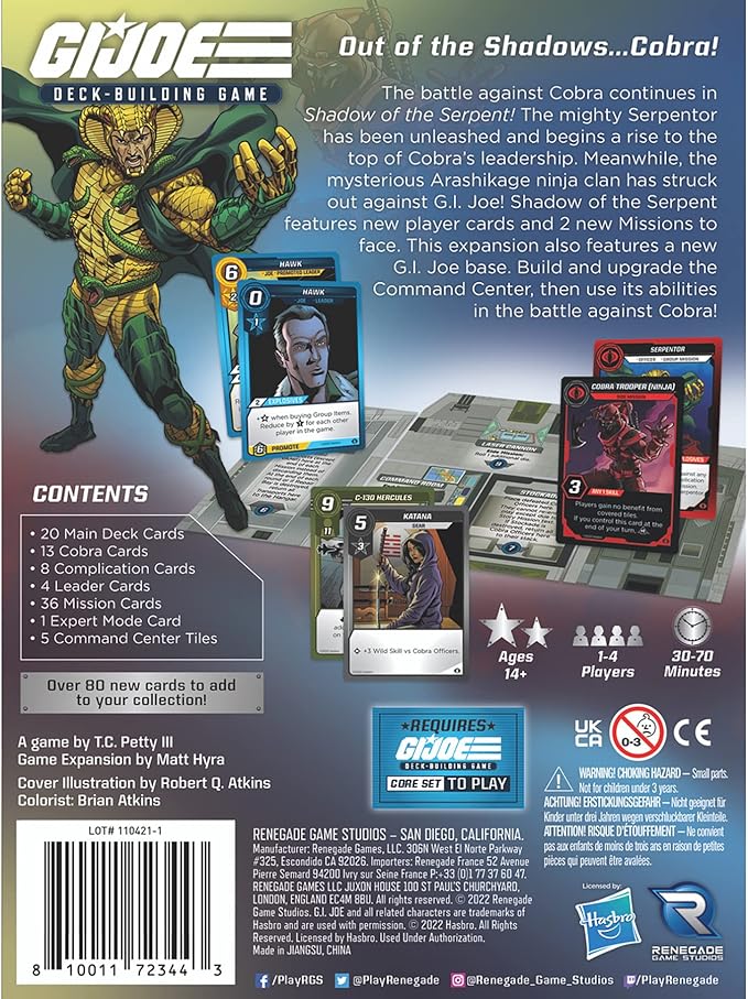 Renegade Game Studios G.I. Joe Deck-Building Game: Shadow of the Serpent Expansion for 1-4 Players Ages 13+