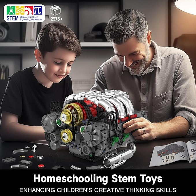 Mould King Flat-Six Engine Model Kit That Works - 2375+ PCS Boxer-6 Engine Scale Model Engine Kit for Adults with Battery and Motor Building Blocks for Adults DIY Construction Toys