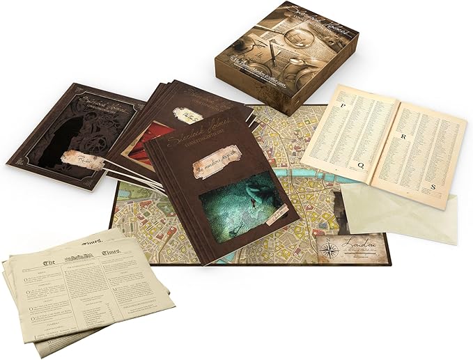 Asmodee Sherlock Holmes Consulting Detective - The Thames Murders &amp Other Cases Board Game - Captivating Mystery Game for Kids &amp Adults Ages 14+ 1-8 Players 90 Min Playtime