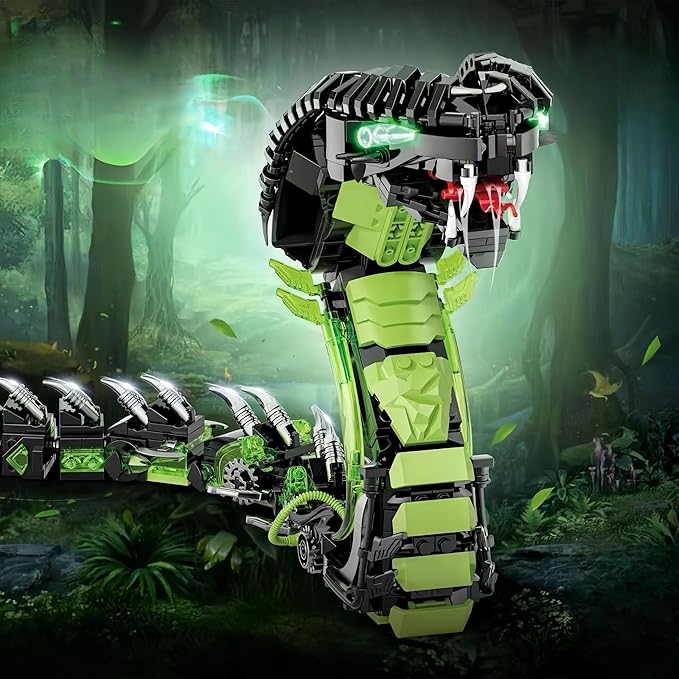 Fangool 2025 Mechanical Snake Building Blocks Set Technological Cobra Animals Model Toy Set 689 Pcs Creative Toys Gifts for Adults