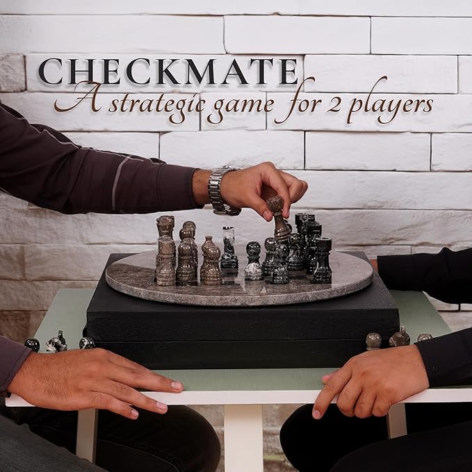 Marble Chess Set for Adults with Complementary Storage Box 15 Oceanic &amp Black Handmade Chess Board Game with 2 Extra Queens Unique Gift &amp Home Décor
