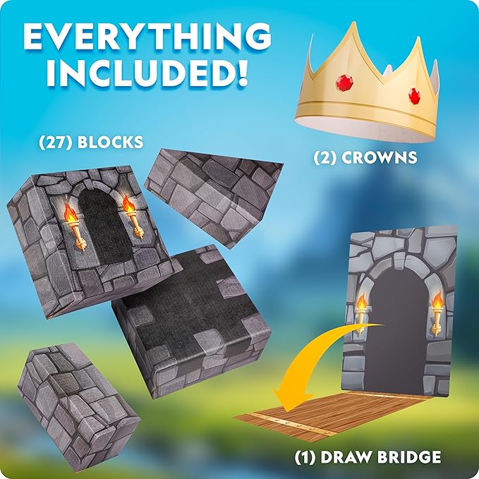 National Geographic Jumbo Cardboard Building Blocks – 30-Pc. Extra-Thick Cardboard Bricks for Kids Build a Castle Play House Indoor Playhouse Large Building Blocks Kids Giant Blocks