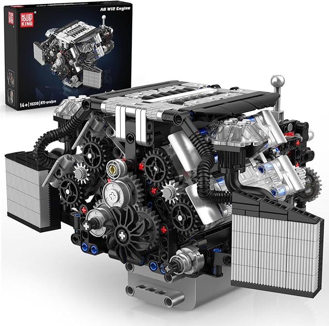 Mould King 10230 W12 Engine Building Block Set MOC Mini Transmission Engine Model Toy for Adults 14+ V8 Engine Series for Display Collection(871 PCS)