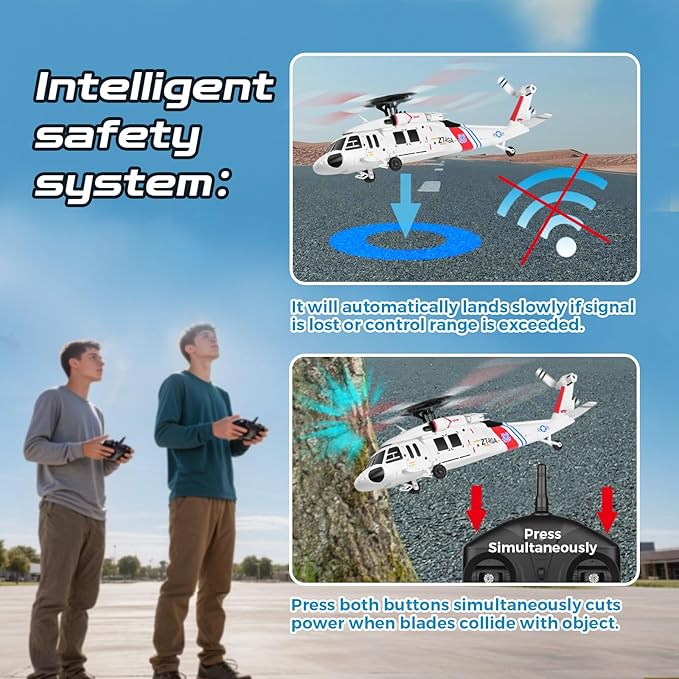 CKYSCHN UH60L Black Hawk RC Helicopter Brushless 4CH WLtoys K270 Remote Control Helicopter with Optical Flow Positioning for Adults 2.4G RC Aircraft 3 Batteries