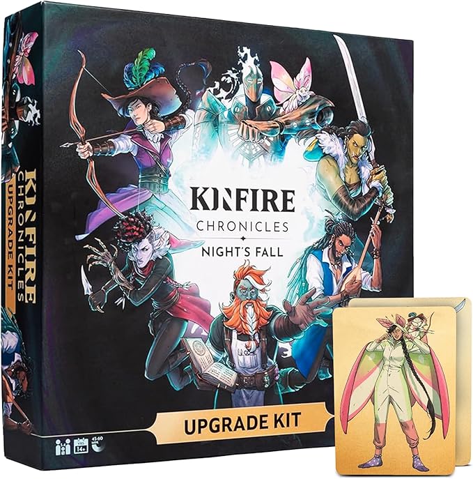 Kinfire Chronicles: Upgrade Kit Deluxe Accessory Pack with Metal Tokens Acrylic Standees Neoprene Mats Custom Sleeves Alternate Seeker Skins &amp DIY Quest Ages 14+(Not Standalone Needs Base G