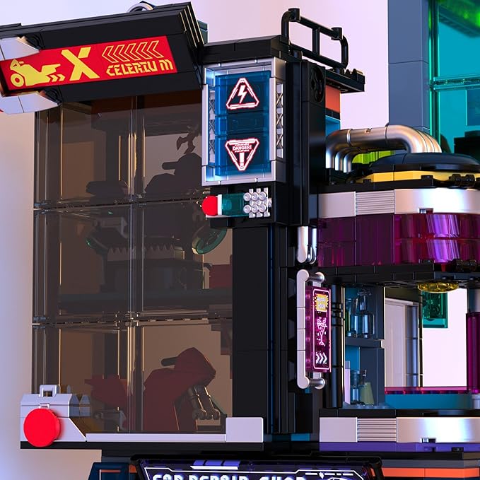 Cyberpunk Repair City Building-Bricks Set with Future Sports Car Future City Modular Buildings Set Display Idea for Adults and Sci-fi Lovers Creative Gift for Adults 2098pcs