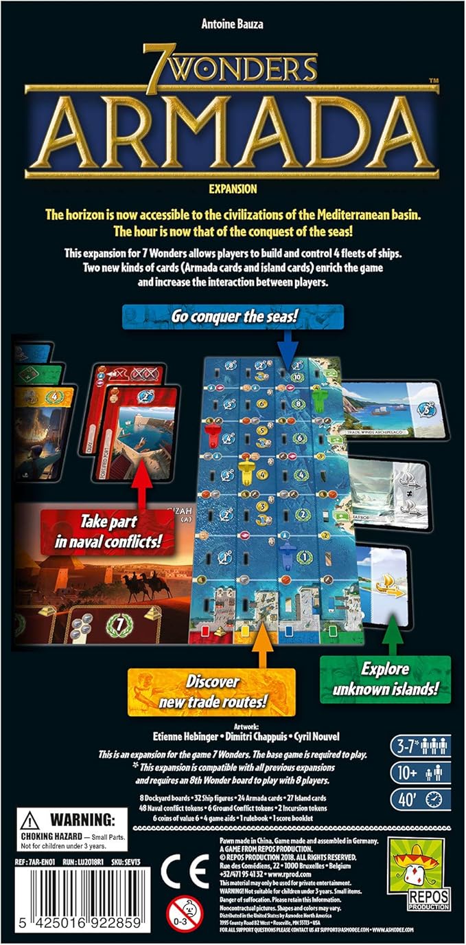 Asmodee 7 Wonders Armada Expansion - Naval Warfare and Enhanced Player Interaction Strategy Game for Kids &amp Adults Ages 10+ 3-7 Players 40 Minute Playtime