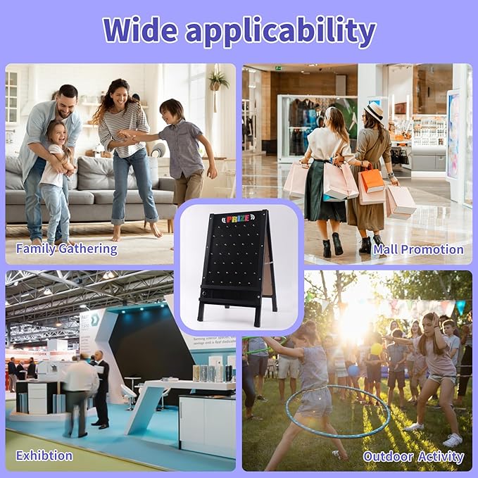 Prize Drop Game Board 15.7X27.5 Double-Sided Foldable Design with Wooden A-Frame Chalkboard Sign for Family Carnival Trade Show &amp Party-Includes 10 Coin Drop Discs and Chalk Set Portable Des