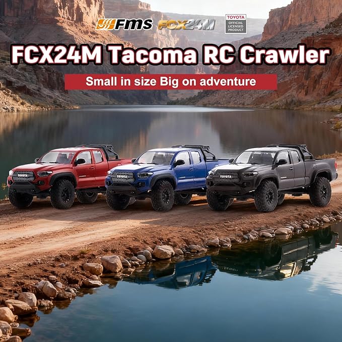 BEEZRC FMS 1/24 RC Crawler FCX24M Tacoma Toyota Official Licensed ABS Hard Body 4WD Off-Road RC Rock Truck2-Speed Transmission Hobby Grade Remote Control Car for Adults RTR Grey