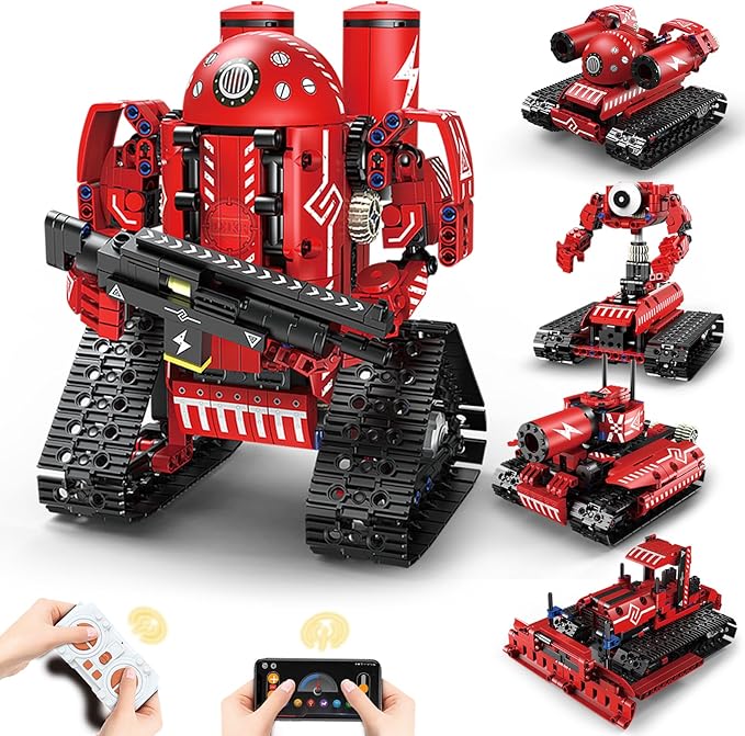 STEM Robot Toys for Kids Ages 8-14 5-in-1 Remote Control and APP Programmable Robot Toys - 495 Pcs DIY Building Science Educational Kit Building Block Birthday Present for Teen Boys Girls