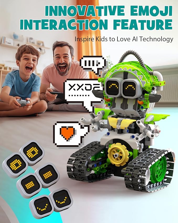 5in1 STEM AI Robot Toys Building Set 478Pcs APP &amp Remote Control Engineering Erector Blocks for Kids Age 6-8 Coding Interactive Educational Christmas Birthday Gift for 10-12 Year Boys &amp Girl