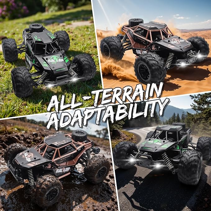 1:16 Scale All Terrain RC Cars High Speed Fast RC Car Max 45km/h 4WD Electric Vehicle Remote Control Monster Truck with 2 1500mAh Batteries2.4GHz 4X4 Off-Road RC Drift Car for Kids Boys Adults