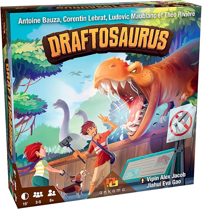 Ankama - Draftosaurus - Jeu de Base - Rédaction de Cartes - Lancer de Dés - Sélection d'Actions Simultanées - Jeu de Stratégie - Déroulement Rapide - Français - 2 à 5 joueurs - ANK9551