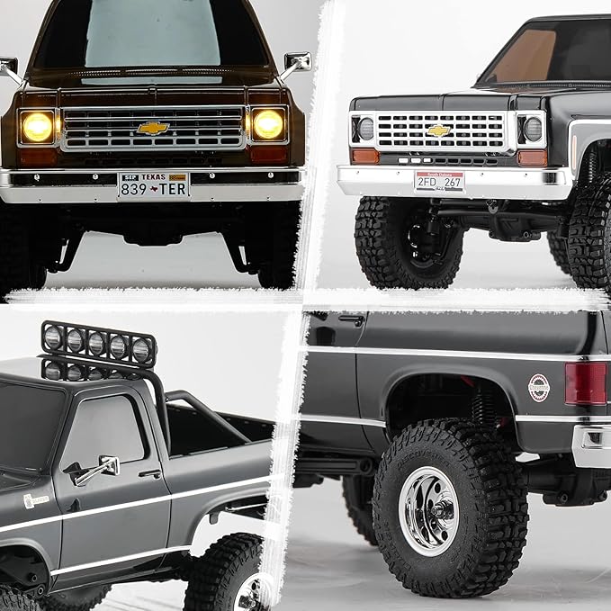 BEEZRC FMS 1/24 RC Crawler Officially Licensed Chevy K5 Blazer RC Car FCX24 RTR RC Pickup Truck SUV 4WD 2.4GHz Hobby RC Model 8km/h Mini car RC Off-Road Remote Control Car (Black)