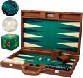 19 Inch Premium Backgammon Sets for Adults Leather Brown - Green. Premium 1.6 Inch Checkers &amp Dice Set Travel Backgammon Set Large Backgammon Board Game Backgammon Game Set