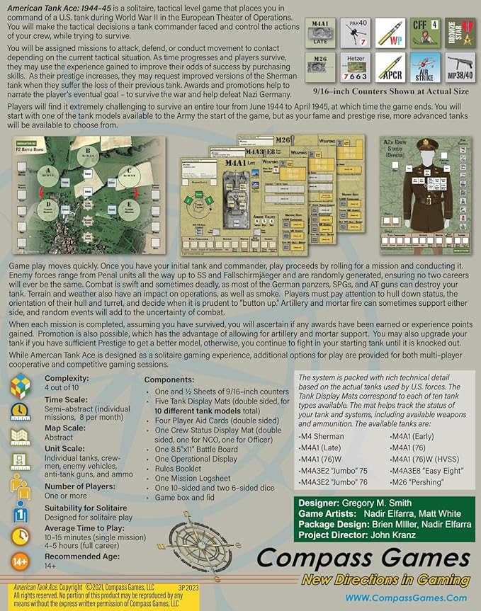 Compass Games American Tank Ace: Europe 1944-45