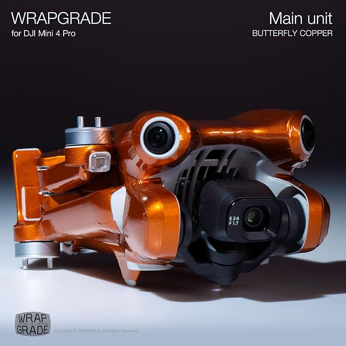 WRAPGRADE Skin Stickers Compatible with DJI Mini 4 Pro | Full Wrap (Butterfly Copper)