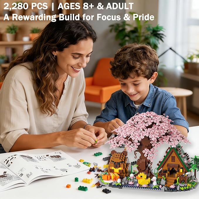 Capybara Cherry Blossom Bonsai Tree House Building Sets for Adults &amp Kids - 2280PCS Micro Mini Blocks Artificial Flower for Desk Office Home Decor DIY Arts &amp Crafts Kits Ages 8+ Girls &am