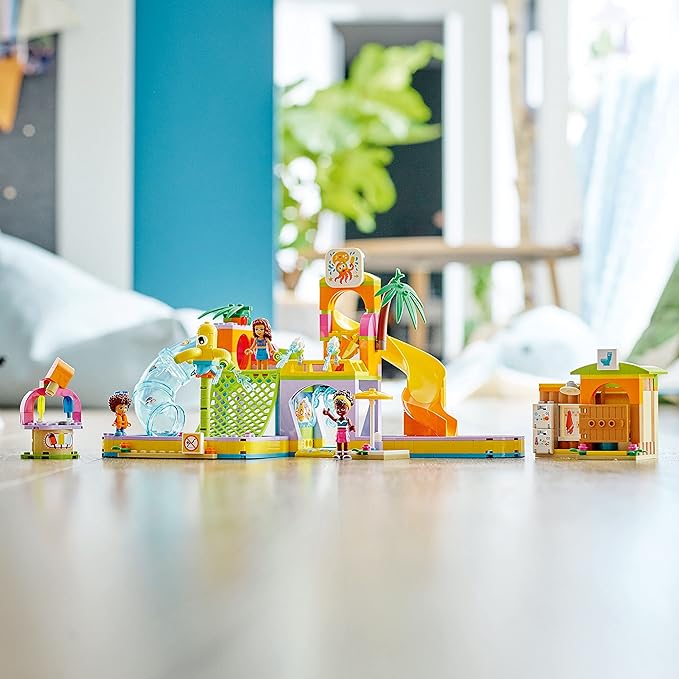 LEGO Friends Water Park Toy Building Set 41720 Pretend Play Kit with Swimming Pool Slides Water Canons and Two Mini-Dolls Heartlake City Toy Birthday Gift Idea for Kids Boys Girls Ages 6+ Years