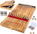 Horse Race Board Game Solid Wood Foldable Racing Board with 11 Metal Horses 2 Dice and 2 Boxes of Cards Portable Travel Game for Family Parties and Holiday Gatherings