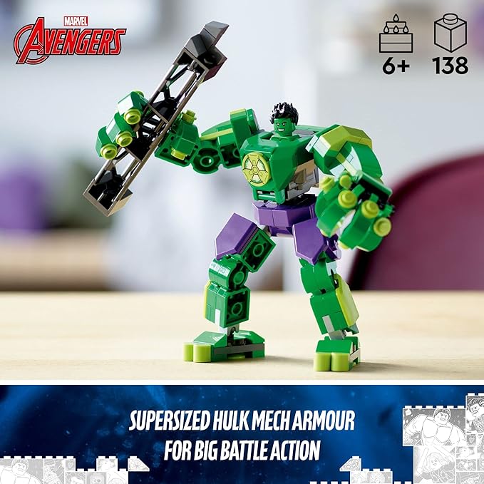 LEGO Marvel Hulk Mech Armor 76241 Avengers Action Figure Set Collectable Super Hero Buildable Toys for Boys and Girls Ages 6 Plus Gift Idea
