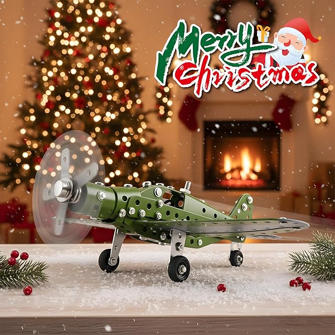 STEM Metal Airplane Building Kits for Kids Ages 8-16 258 Pieces DIY Mechanical Engineering Construction Toys Large Model Aircraft Project for Boys &amp Girls Educational Science Plane Gift