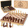 Magnetic Wooden Chess Set for Adults Kids 15 Folding Chess Boards with 2 Extra Queens Portable Travel Chess Sets with Pieces Storage Slots Beginner Chess Game Set for Kids Adults