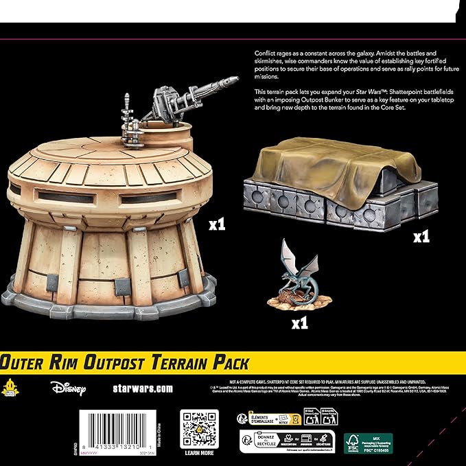 Asmodee Star Wars Shatterpoint Outer Rim Outpost Terrain Pack - Outpost Bunker Crate Stack &amp Bogwing Tabletop Miniatures Strategy Game for Kids &amp Adults Ages 14+ 2 Players 90 Min Playtime