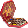 Yellow Mountain Imports Classic Chinese Checkers Halma Board Game Set with Storage 12.6-inch Wooden Board and Solid Color 16-Millimeter Glass Marbles
