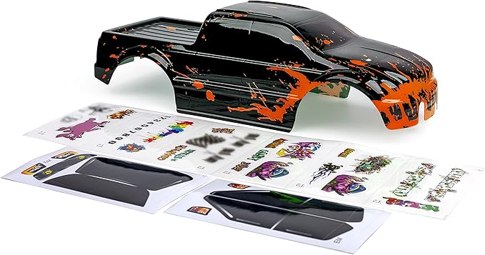 SummitLink Custom Body Compatible for T/E Maxx Shell Cover E-Maxx 1/10 Scale RC Car (Truck not Included) (Muddy Orange Over Black)