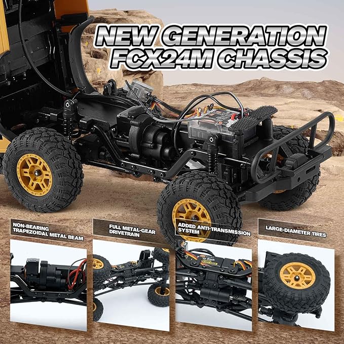 BEEZRC FMS 1/24 RC Crawler RTR FCX24M Land Rover Family Camel Trophy Edition Licensed RC Model 4WD RC Rock Truck 2.4Ghz Hobby Grade RC Car Model Mini Off Road Vehicle with Battery (Defender 110)