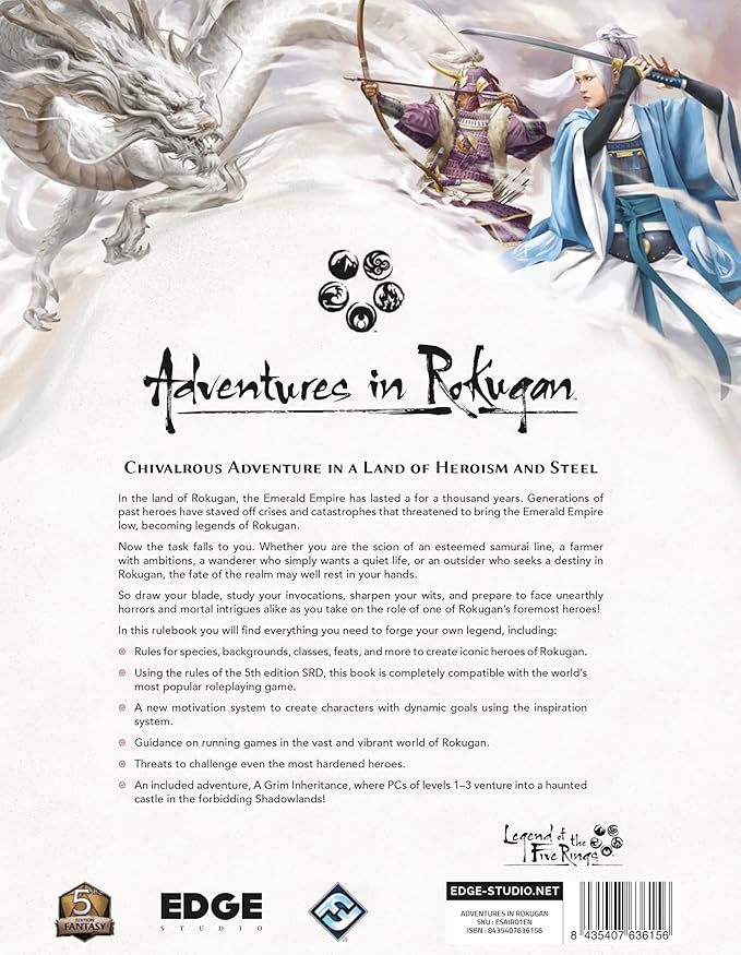 Asmodee Adventures in Rokugan Roleplaying Game CORE Book - Explore The Emerald Empire! RPG Strategy Game for Kids &amp Adults 2+ Players Ages 14+ 90 Minute Playtime