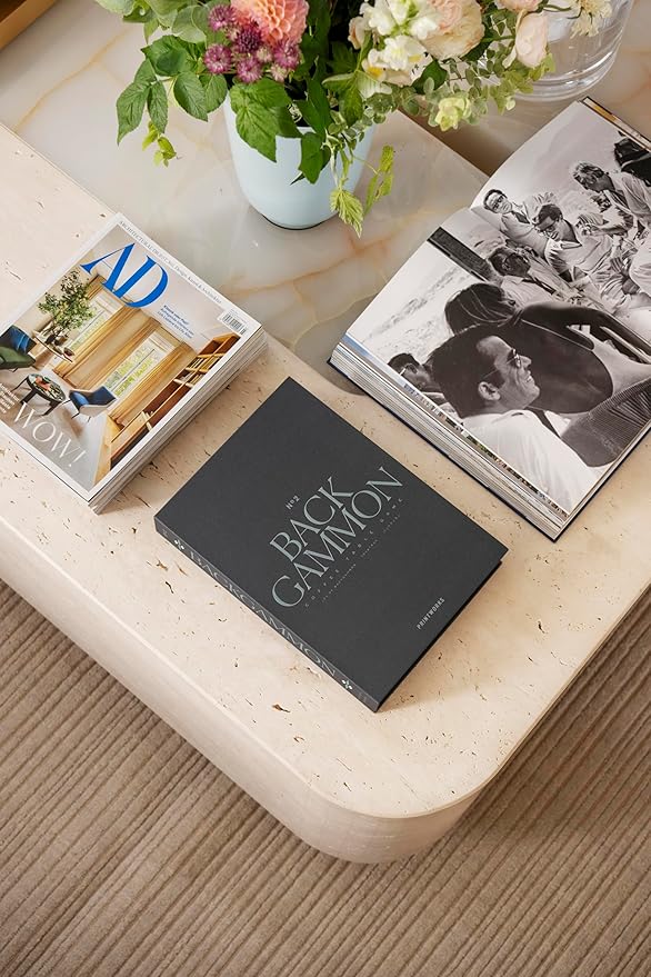 Printworks Classic Backgammon – Grey &amp Blue Acrylic Design Foldable Book-Style Set for Adults Elegant Tabletop Game