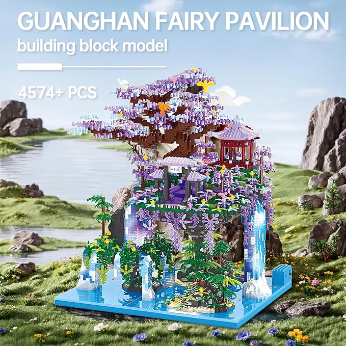 Big Bonsai Cherry Blossom Tree Building Blocks SetChinese Architecture Micro Blocks Sets with LED Lights4574PCS Tree House Building Kit with Box for Adults