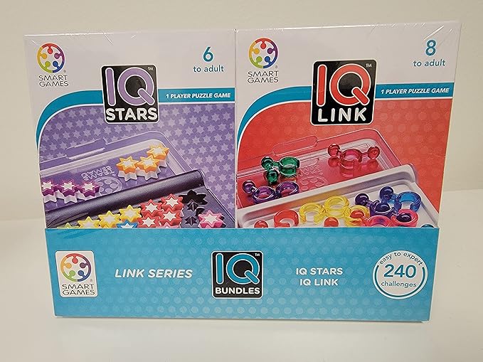 SmartGames IQ Bundles Link Series: IQ Link &amp IQ Stars 240 Challenges for Ages 6-Adult