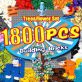 1800 Pieces Building Bricks SetBuilding Bulks Blocks with 1 Packs 24x24 Studs Sticky Plates205 Pcs Flowers and Tree Set 14 Colors 18 Random Bulk Shapes Creative Toy Gift for Boys Girls