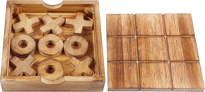 Glintoper Tic Tac Toe &amp 4 in a Row Tables Game Set Classic Board Line Up 4 for Living Room Rustic Table Decor and Use as Game Top Wood Guest Room Decor Strategy Board Games for Families