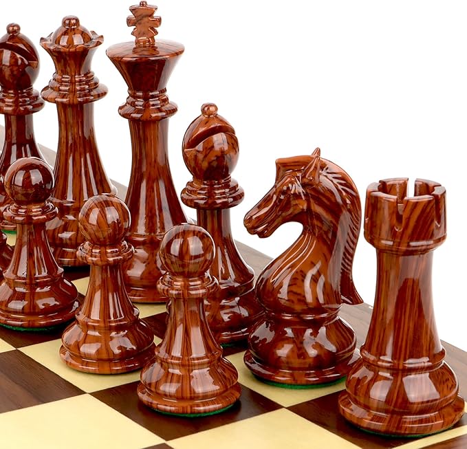 High Polymer Weighted Chess Pieces Only - 3.75'' King - Extra 2 Queens Standard Tournament Chessmen for Chess Board Game or Replacement of Missing Pieces (No Board) Storage Bag Included