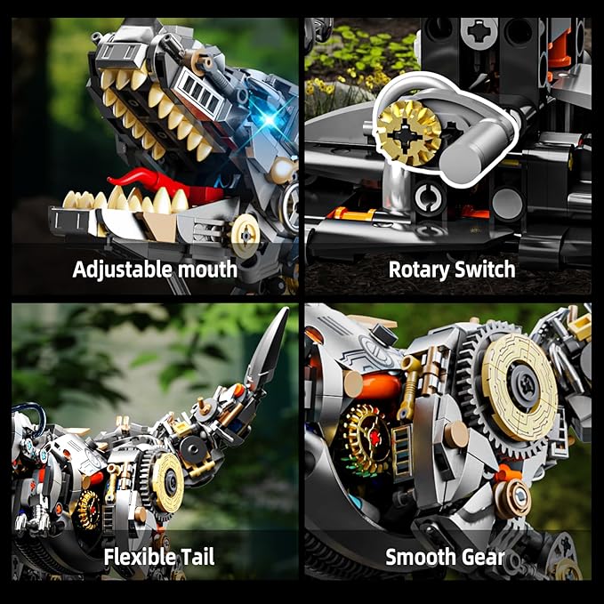 Ideas Mechanical Tyrannosaurus Building Set with Light Creative Jurassic T-Rex Animal Toy for Home Office Decor Compatible with Lego Dinosaur Gift for Adult Teens Boys 8-12(1268 PCS)