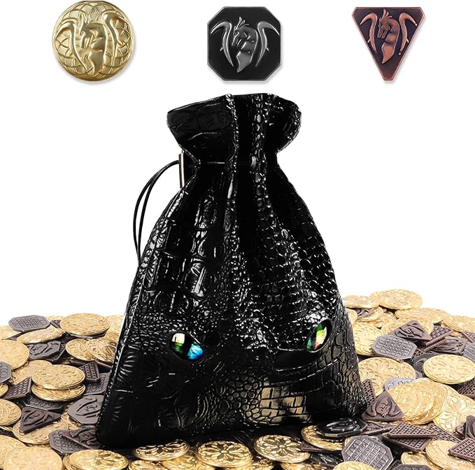 120PCS Metal Silver &amp Copper DND Coins for DND Tokens DND Accessories with PU Leather Bag as DND Gifts for DND Board Game Player Fake Coins with Leather Bag of Colorful Eyes for Cosplay Board G
