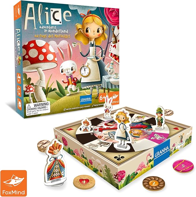FoxMind Games: Alice's Adventures in Wonderland - Granna Fairytale Board Game Race to Become The Tea Party Champion Family Ages 6+ 2-4 Players