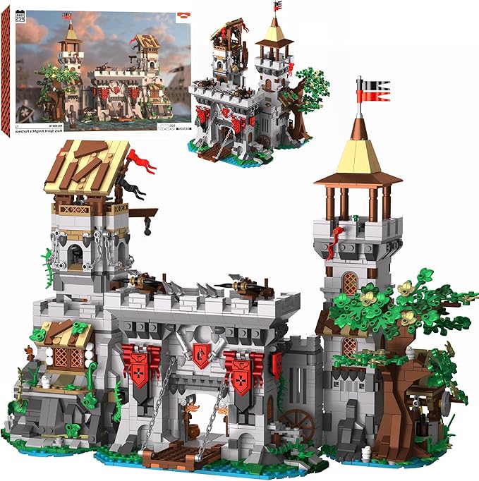 Medieval Castle Building Blocks for Adults Toy Buildings Set 2 in 1 Folding Model Kits for Teens Boy Girl 14+ Home Office Decor Birthday Knight's Fortress 2568PCS