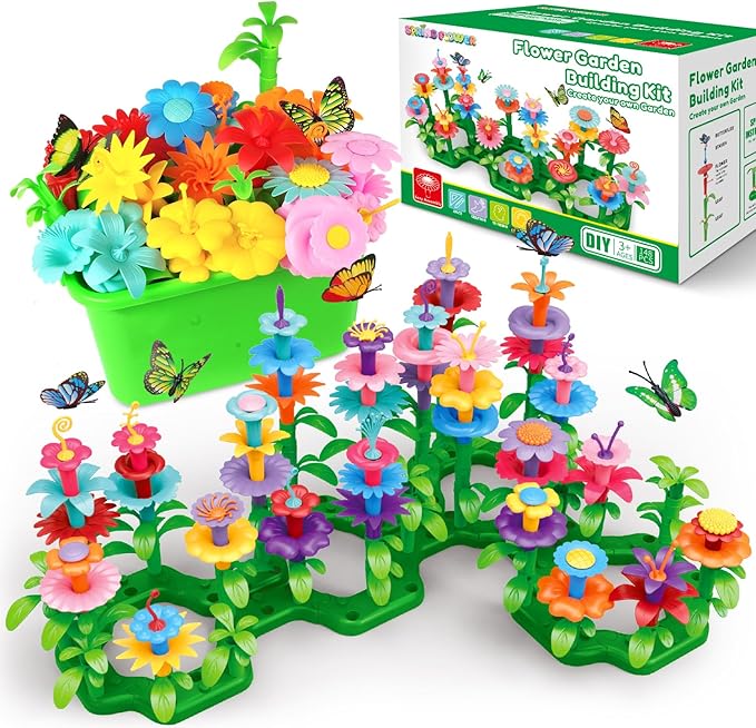 SpringFlower Toys for Girls 3 4 5 6 7 Years Old Flower Garden Building Kit with Storage caseEducational STEM Toy and Preschool Garden Play Set for Toddlers for Kids148pcs