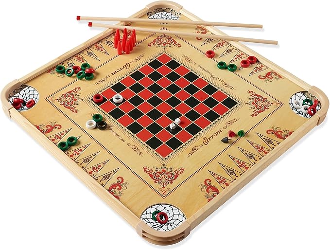 Carrom Board Game Set — Large Board Games for Adults &amp Children — Over 85 Board Games for Family Game Night — All in One Board Game Set