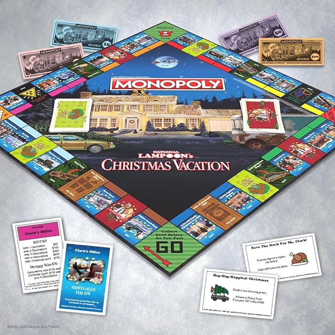 Monopoly National Lampoons Christmas Vacation Featuring Themed Tokens Squirrel Egg Nog Glass Chainsaw &amp More 2-6 Players Ages 15+ Play Time 60+ Officially Licensed National Lampoons Board G