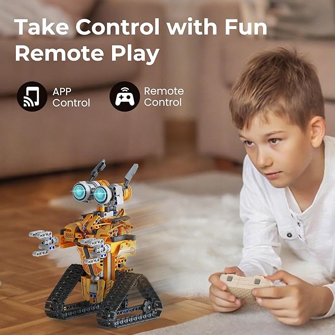 Sillbird Robot Building Kit with Remote Control STEM Gifts for Boys Age 8-12 Technic Buildable Coding Robotic Set Birthday Toys for Kids Teens (468 Pieces)