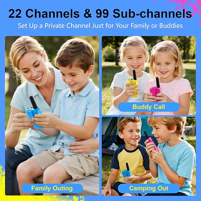 Walkie Talkies for Kids Games Outdoor Toys for 3-12 Year Old Boys Girls 3 Miles Range Walkie Talkie as Easter Basket Stuffers 4 Year Old Girl Birthday Gifts for 3 4 5 6 7 8 9 Year Old Boy Girl Gift